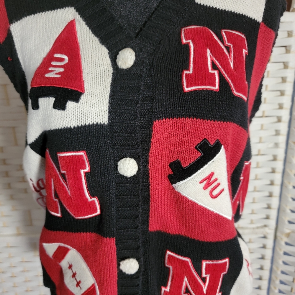Nebraska Corn Huskers Vintage Belle pointe Nebraska themed sweater Vest